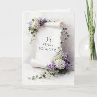 Carte Parchemin du 35e anniversaire avec bordure florale
