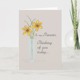 Carte Parents, penser à vous deux fleurs Vase