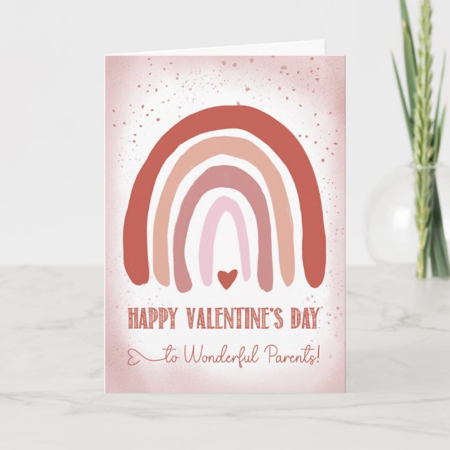 Carte Parents Valentines Jour Main Peint rose doux (Devant)