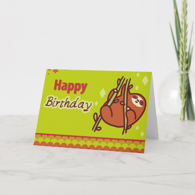 Carte Paresse mignonne de joyeux anniversaire (Devant)
