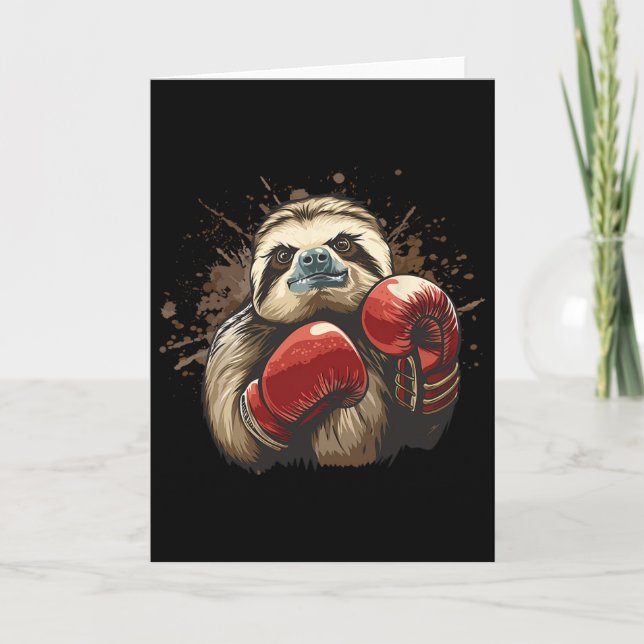 Carte Paresseux de boxe avec gants de boxe Kickboxing Dr (Devant)