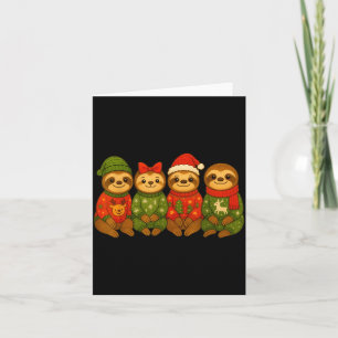 Carte Paresseux de Noël Pyjama de Noël Famille assortie