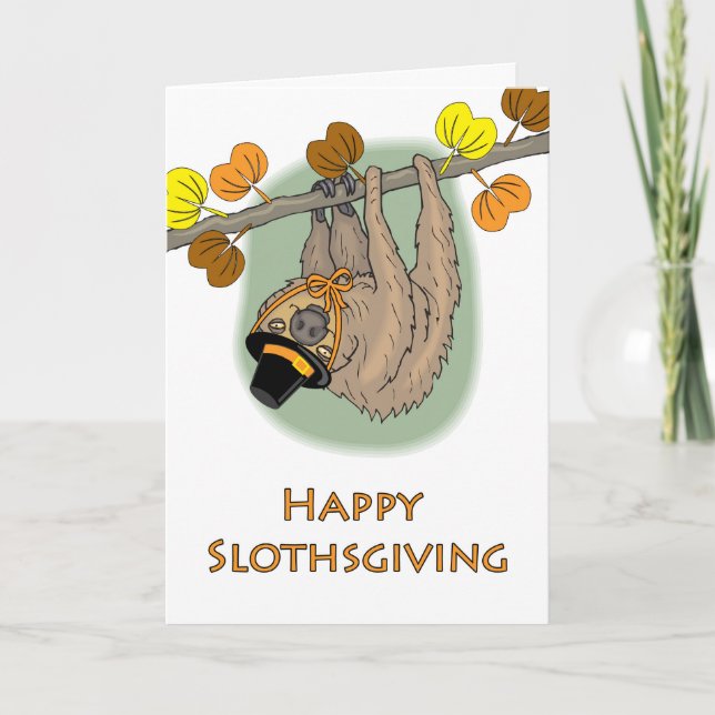 Carte Paresseux de Thanksgiving, Joyeux Slothsgiving (Devant)