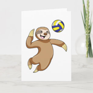 Carte Paresseux en joueur de volley-ball avec ballon de 
