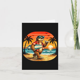 Carte Paresseux surfeur hawaii vague surf plage