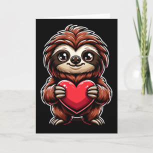 Carte Paresseux tenant un cœur Saint-Valentin Mignon Sai