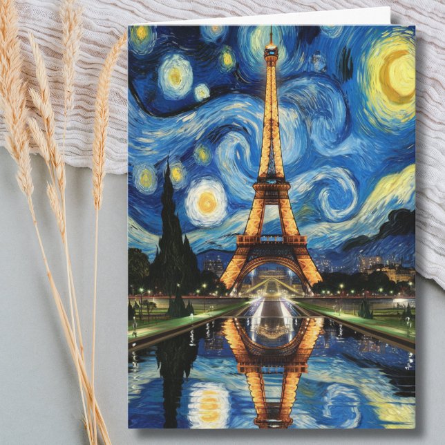 Carte Paris Eiffel Tower Van Gogh style anniversaire mig (Créateur téléchargé)