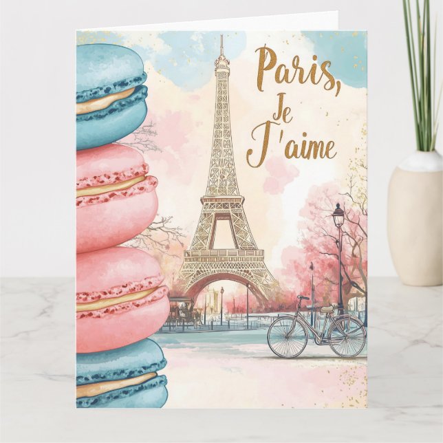 Carte  Paris, Je T'aime - Tour Eiffel avec Macarons  (Devant)
