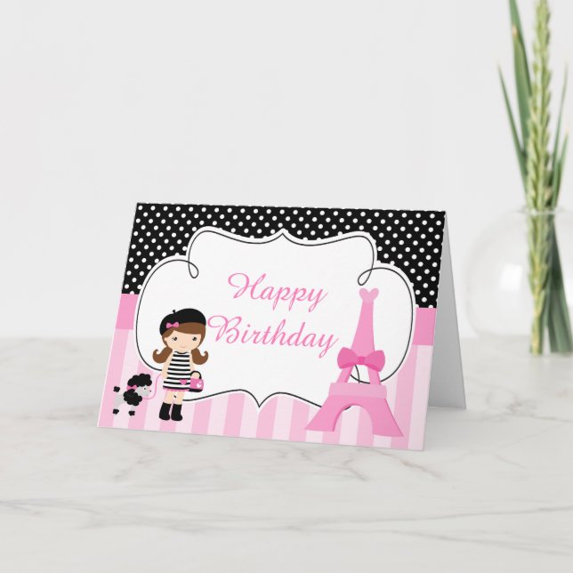 Carte Paris Tour Eiffel Brunette Girl (Devant)