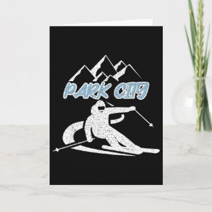 Carte Park City Utah Montagne enneigée Ski Skieur Vintag