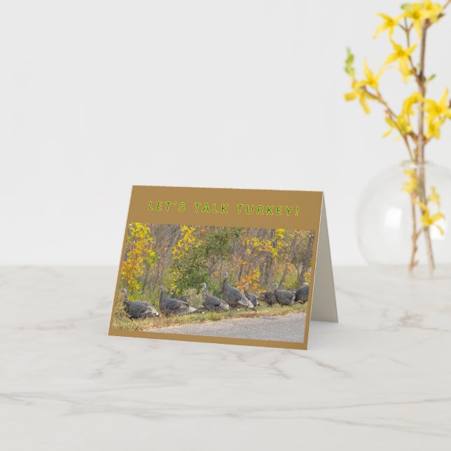 Carte PARLEZ DINDE Dindes de Thanksgiving personna (Fleur jaune)