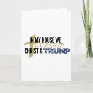 Carte Parodie drôle «Nous adorons le Christ et Trump»