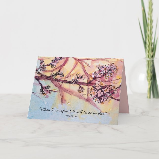 Carte Parole d'encouragement Psaume 56 Arbre (Devant)