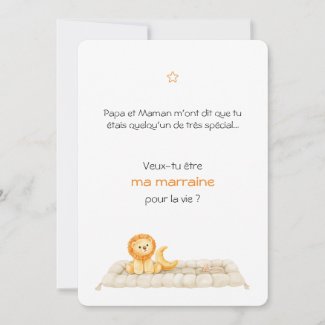 Carte Parrain / Marraine Lion mignon