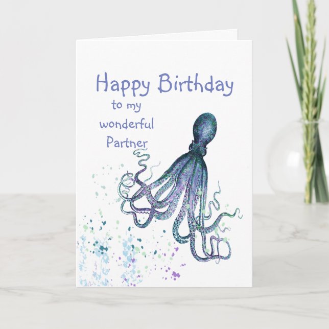 Carte Partenaire d'anniversaire Amour Fun Tentaculeux Je (Devant)