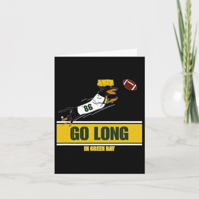 Carte Partez Longtemps à Green Bay Funny Dachshund Footb (Devant)