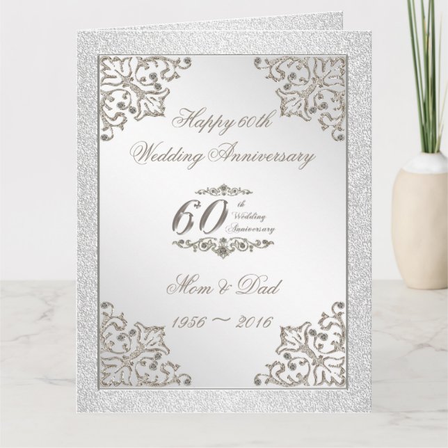 Carte Parties scintillant 60e anniversaire de Mariage di (Devant)