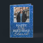 Carte Parties scintillant Bleue moderne Boyfriend Annive<br><div class="desc">Célébrez avec style avec une photo personnalisée sertie contre un arrière - plan parties scintillant bleu frappant,  ajoutant une touche vibrante et pétillante à votre moment spécial. Parfait pour apporter un sentiment de joie et d'élégance à toute célébration.</div>