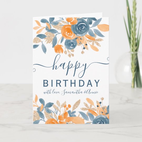 Carte Parties Scintillant D Anniversaire D Aquarelle Ble Zazzle Fr