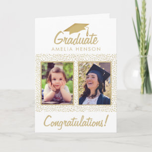 Carte Parties scintillant d'or Félicitations Graduate 2