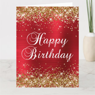 Carte Parties scintillant d'or Rose Red Foil Big Joyeux 