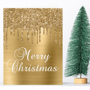 Carte Parties scintillant d'or sur Faux Foil Joyeux Noël