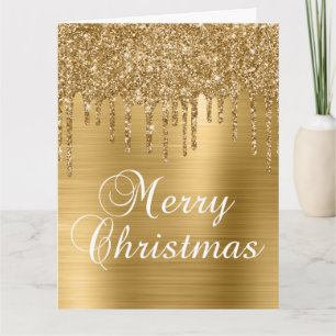 Carte Parties scintillant d'or sur Faux Foil Joyeux Noël