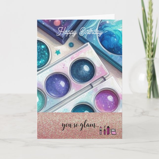 Carte Parties scintillant et maquillage de glam Annivers (Devant)