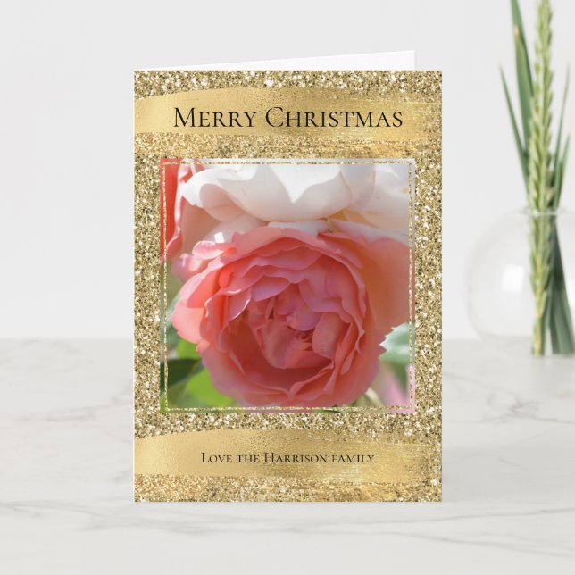 Carte Parties scintillant Glam Or Photo personnalisée (Devant)