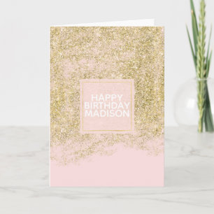 Carte Parties scintillant Gold Faux rose pâle étincelle