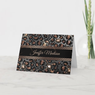 Carte Parties scintillant Leopard Black Gold personnalis