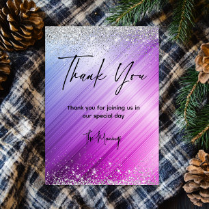 Carte Parties scintillant mignonne brossé violet faux ar
