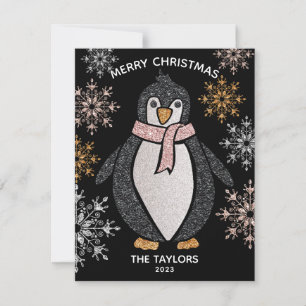 Carte Parties scintillant mignonne Penguin Famille de No