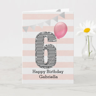 Carte Parties scintillant rose et argent 6e anniversaire