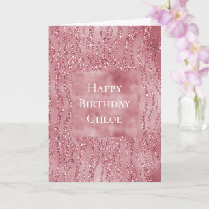 Carte Parties scintillant rose rose Zebra Animal