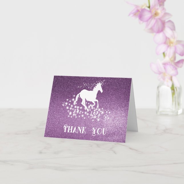 Carte Parties scintillant Unicorn et étoiles Merci | Car (Orchidée)