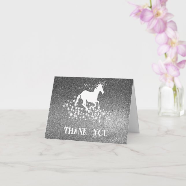 Carte Parties scintillant Unicorn et étoiles Merci | Car (Orchidée)