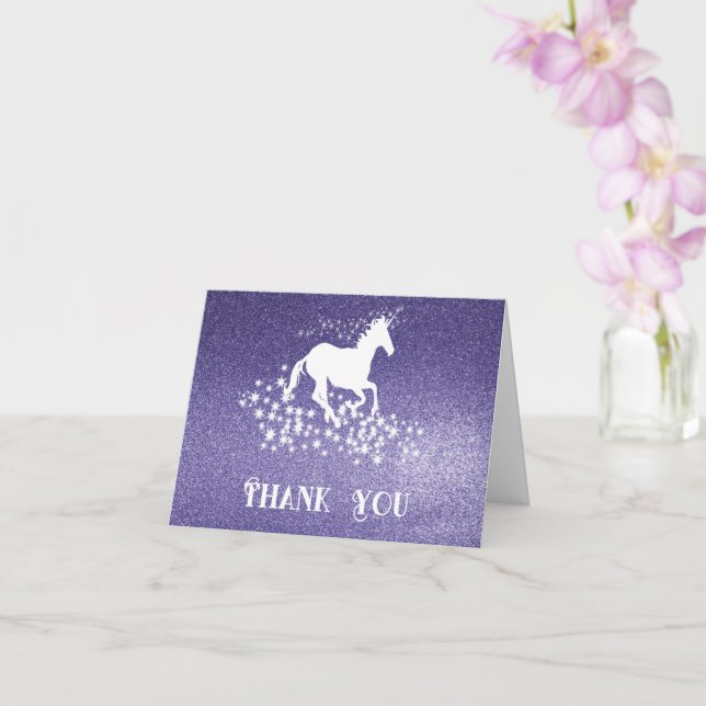 Carte Parties scintillant Unicorn et étoiles Merci | Car (Orchidée)