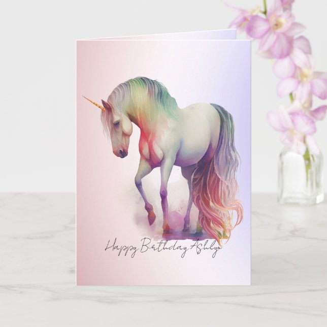 Carte Parties scintillant Unicorn Ombre violet magique (Orchidée)