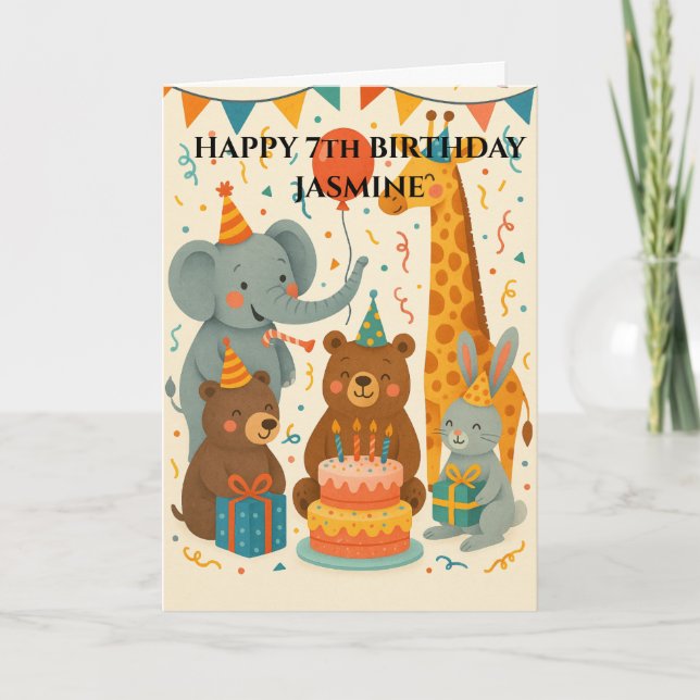 Carte Party Animals Celebrating a Birthday Custom  (Devant)