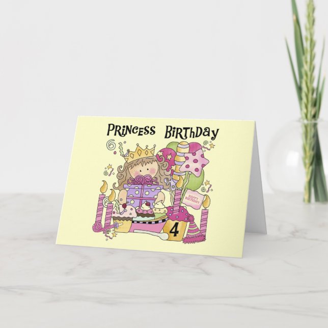 Carte Party Princess 4th Birthday Tshirts et cadeaux (Devant)