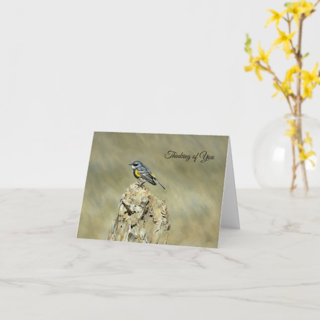 Carte Paruline à croupion jaune - Pensée pour vous (Fleur jaune)