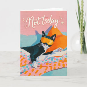 Carte Pas aujourd'hui Chat Confortable Humeur Détente