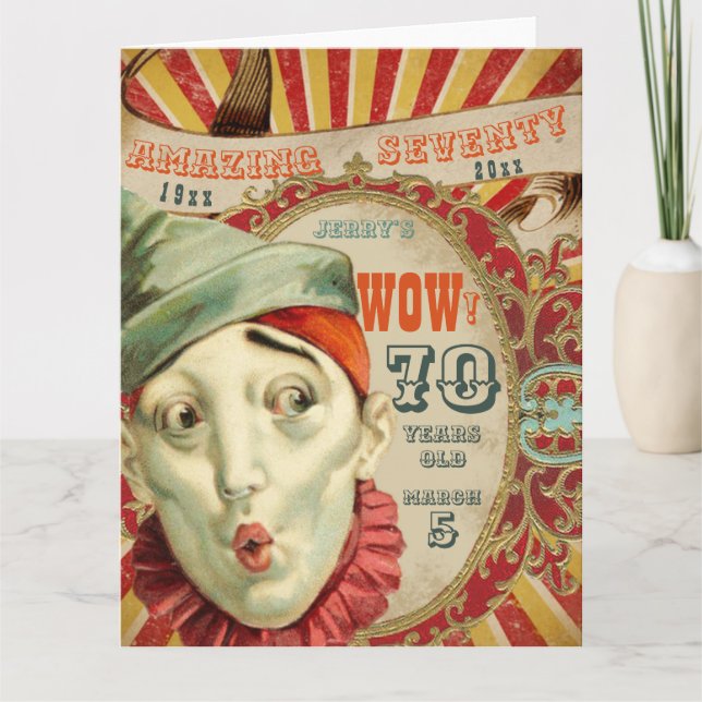 Carte Pas De Clowning, C'Est Vintage 70ème Anniversaire (Devant)