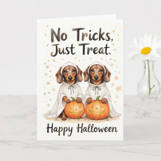 Carte Pas De Trucs Juste Traite Halloween Sweet Pup Duo (Petite plante)