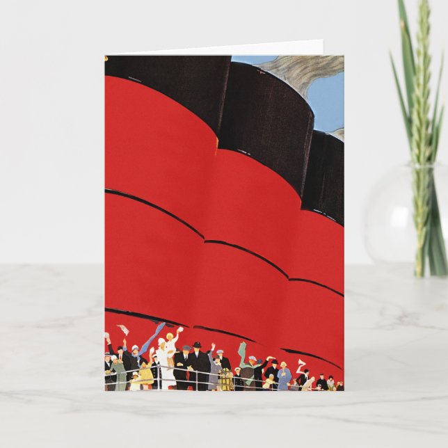 Carte Passagers de bateaux de croisière vintages saluant (Devant)