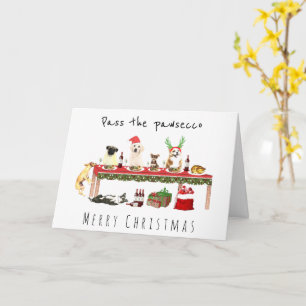 Carte Passez les chiens ivres pawsecco le jour de Noël