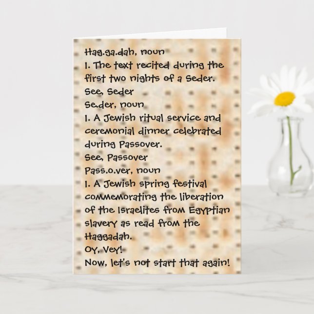 Carte Passover Funny Définir Haggadah Matzah (Petite plante)
