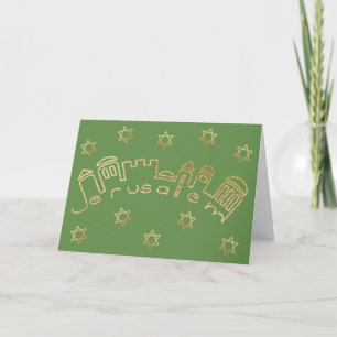 Carte Passover Greeting Card "Gold Jerusalem"