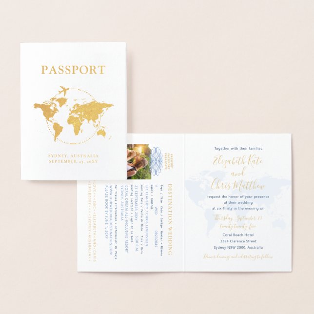 Carte Passport Faire-part de mariage Real Gold Foi (Affichage)